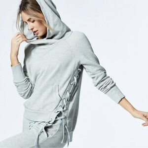 NSF Grey Asymmetrical Tie Up Sides Hoodie Sweatshirt Size XS